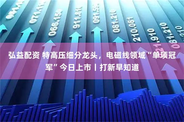 弘益配资 特高压细分龙头，电磁线领域“单项冠军”今日上市丨打新早知道