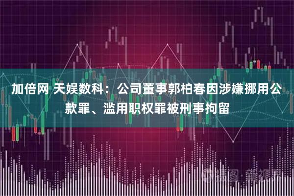 加倍网 天娱数科：公司董事郭柏春因涉嫌挪用公款罪、滥用职权罪被刑事拘留